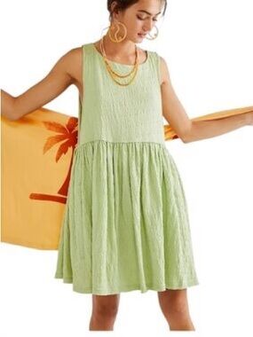Nwot Sleeveless Light yellow Casual Gathered Sundress